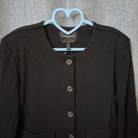 NWT BANANA REPUBLIC Boucle Collarless Jacket Women’s Petite S Black - Picture 10 of 11
